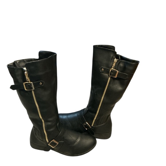 Wanted Mid-Calf Combat Boots with Gold Hardware - Picture 7 of 8